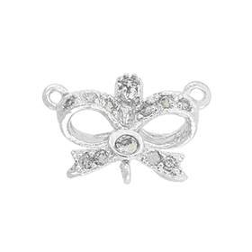 11x9mm rhodium plated cubic zirconia fancy bow connector