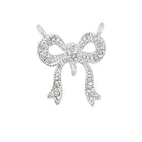 14x11mm rhodium plated cubic zirconia fancy bow connector