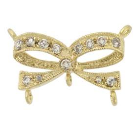 vermeil 19x11mm cubic zirconia fancy bow connector