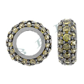 black rhodium sterling silver 9x4.5mm olive cubic zirconia roundel bead