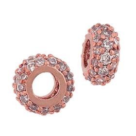 rose gold vermeil 13x4.5mm white cubic zironia roundel bead