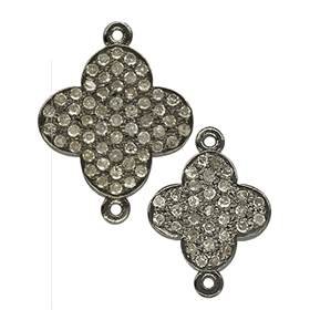 Rhodium Silver Clover Diamond Connector C-5