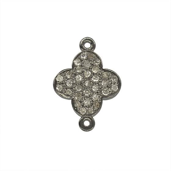 rhodium sterling silver 36pts 12mm diamond clover connector