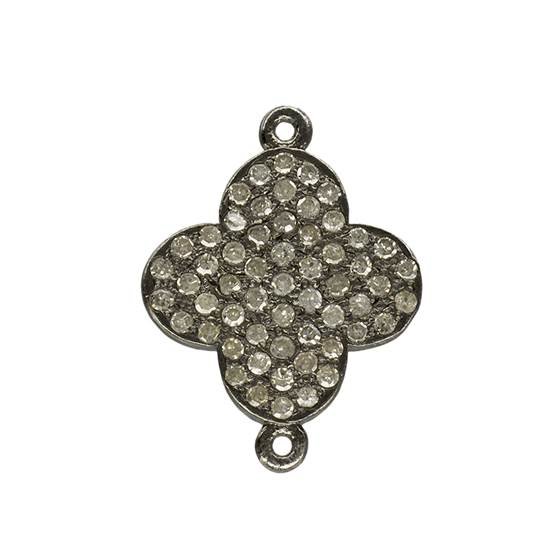 rhodium sterling silver 65pts 15mm diamond clover connector