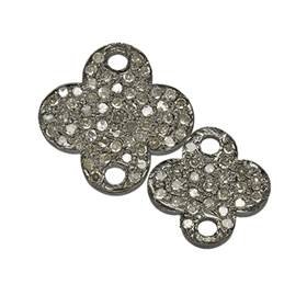 Rhodium Silver Clover Diamond Connector