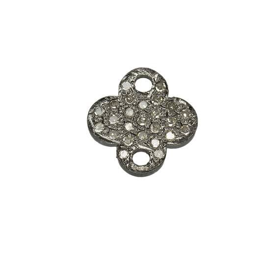 rhodium sterling silver 36pts 12mm diamond clover connector