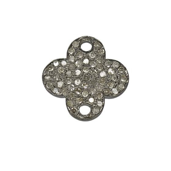 rhodium sterling silver 65pts 15mm diamond clover connector