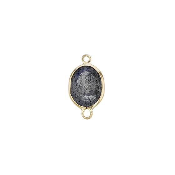 14ky 7x5mm oval bezel set connectorlabradorite