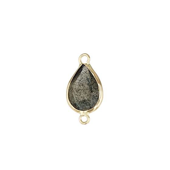 14ky 8x6mm pear bezel set connectorlabradorite