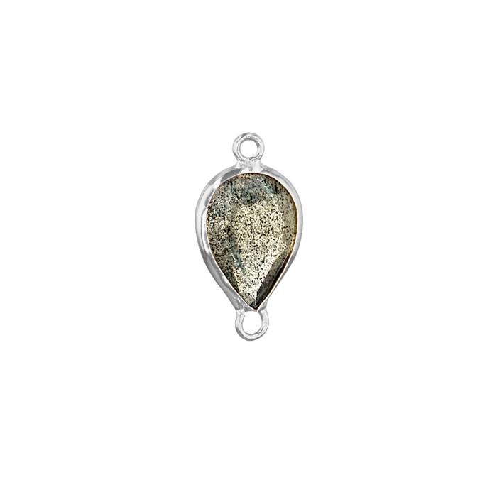 14kw 8x6mm pear bezel set connectorlabradorite
