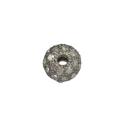 rhodium sterling silver 6mm 37pts diamond ball bead