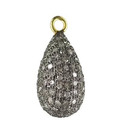 rhodium sterling silver 17x10mm 2.96cts diamond drop charm