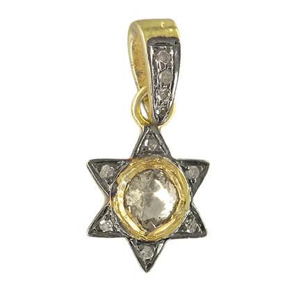rhodium sterling silver 11mm 31pts diamond star of david charm