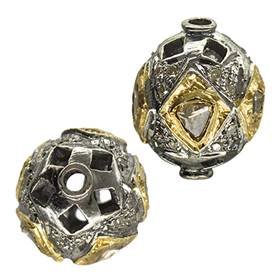 gold plated sterling silver 14.5mm 94pts diamond polki-ball bead