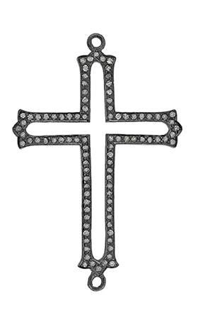 rhodium sterling silver 1.75cts 50x30mm diamond cross centerpiece