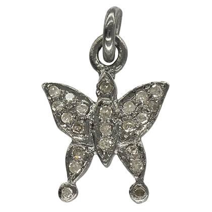 rhodium sterling silver 28pts 11mm diamond butterfly charm