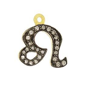 rhodium sterling silver 27pts 13mm diamond zodiac sign leo charm