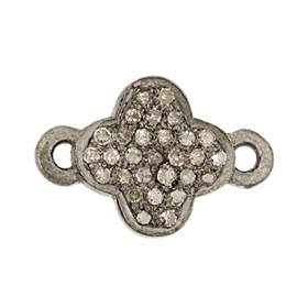 rhodium sterling silver 34pts 10mm diamond flower connector