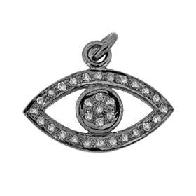 rhodium sterling silver 19x11mm diamond eye charm