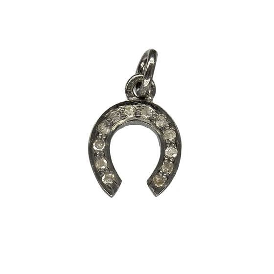 rhodium sterling silver 18pts 10mm diamond horseshoe charm