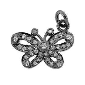 rhodium sterling silver 53pts 18mm diamond butterfly charm