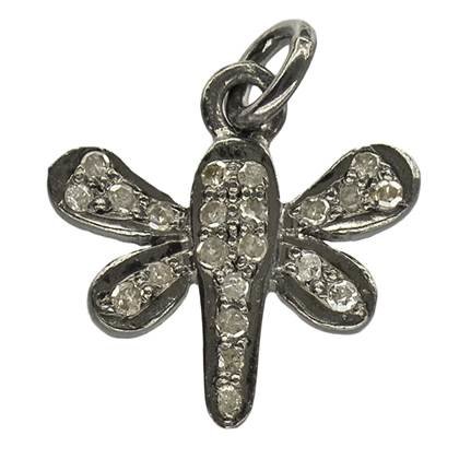 rhodium sterling silver 20pts 15mm diamond insect charm