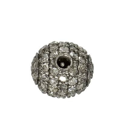 rhodium sterling silver 75pts 8mm diamond barrel bead