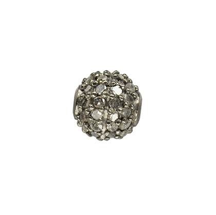 rhodium sterling silver 46pts 7x6mm diamond barrel bead