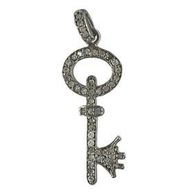 rhodium sterling silver 39pts 29mm diamond key charm