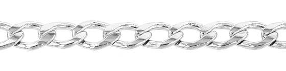 3.3mm Width Rhodium Sterling Silver Faceted Curb Link Cable Chain