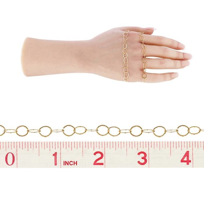 gold filled 7.0mm chain width round flat cable chain