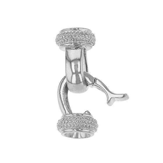 rhodium sterling silver 21mm beaded end hook clasp