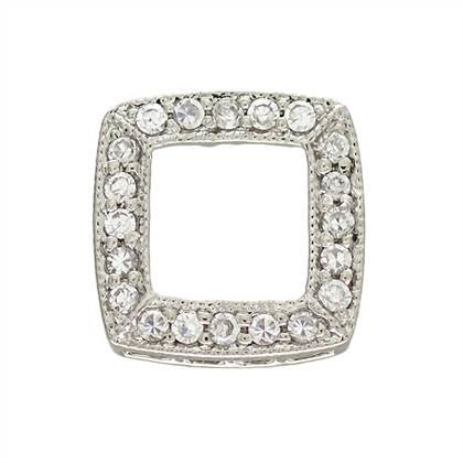 12mm rhodium plated cubic zirconia square connector