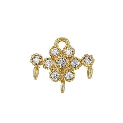 vermeil 9x8mm cubic zirconia flower connector