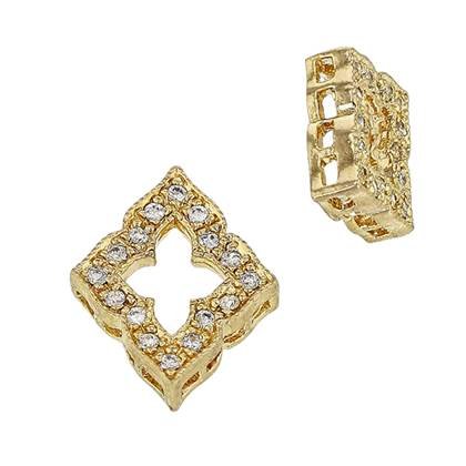 vermeil 12x10mm cubic zironia diamond shape connector