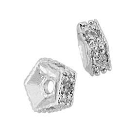 rhodium sterling silver 4mm rhodium plated cubic zirconia star bead