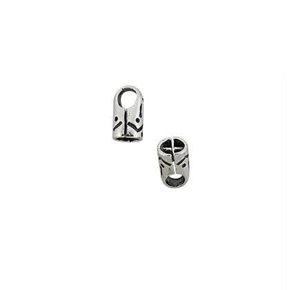ss 4mm oxidized round cap leather end