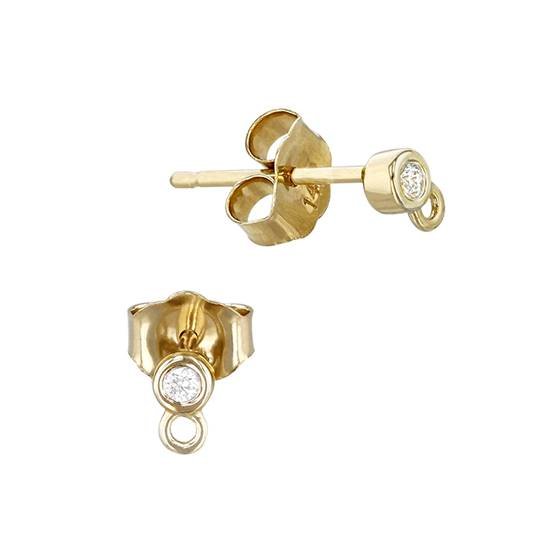 14ky 2.5mm 2dia.03ct diamond stud earring with ring