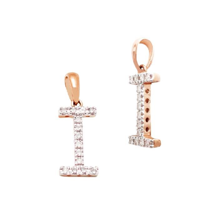 14kr 13mm 10pts 14pcs. dia. diamond block style large diamond letter i charm