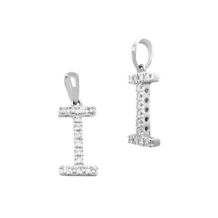 14kw 13mm 10pts 14pcs. dia. diamond block style large diamond letter i charm