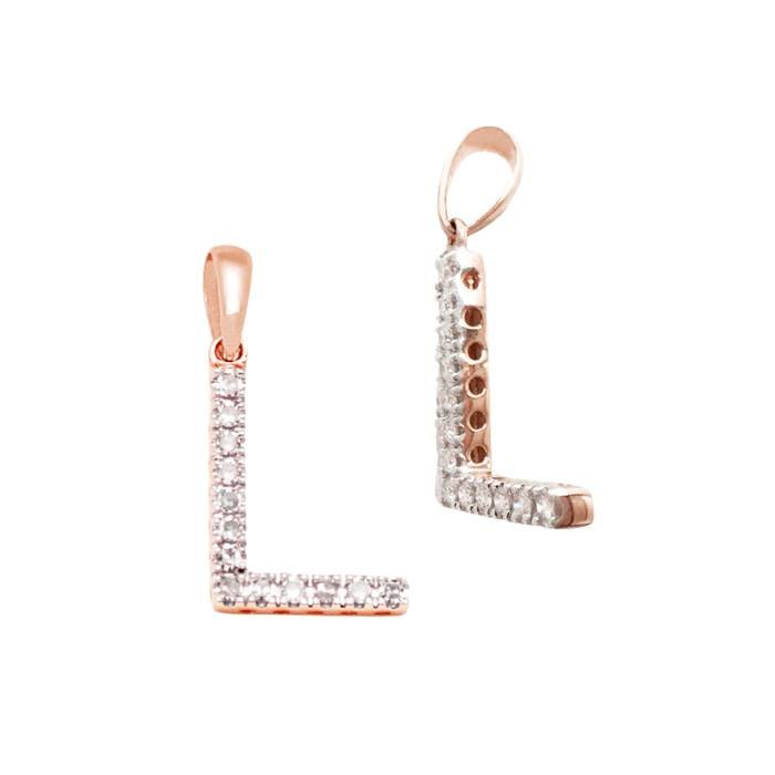 14kr 13mm 13pts 13pcs. dia. diamond block style large diamond letter l charm