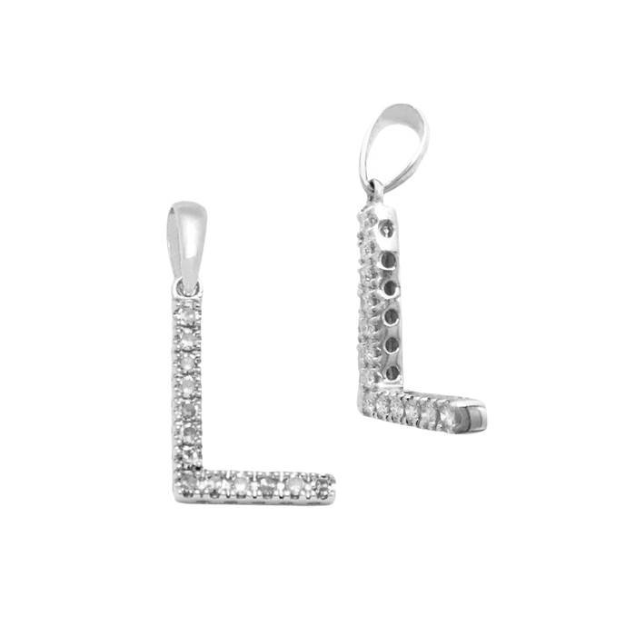 14kw 13mm 13pts 13pcs. dia. diamond block style large diamond letter l charm