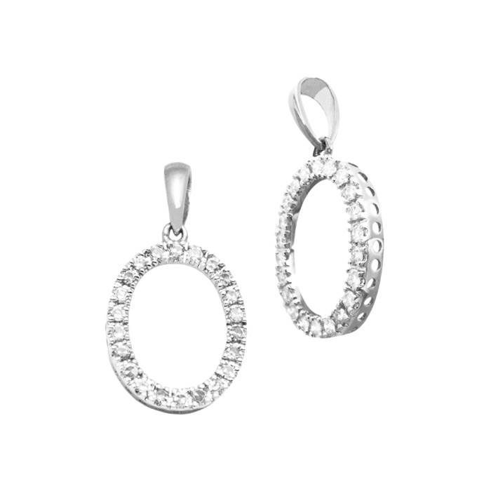 14kw 13.7mm 19pts 22pcs. dia. diamond block style large diamond letter o charm