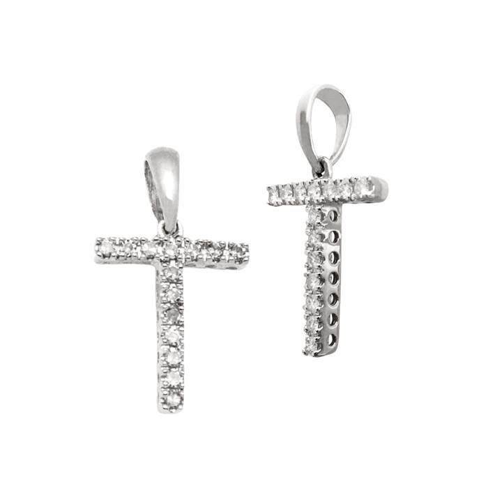 14kw 12mm 10pts 14pcs. dia. diamond block style large diamond letter t charm