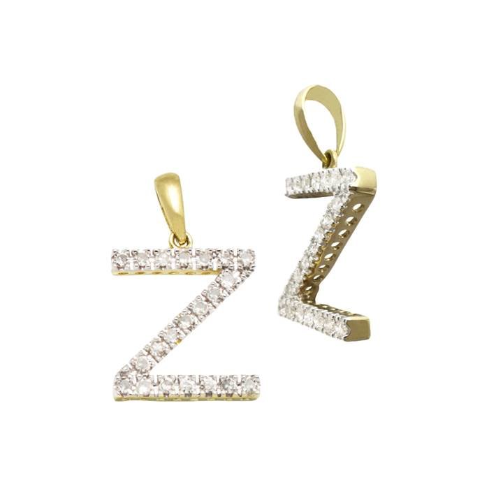 14ky 12mm 20pts 21pcs. dia diamond block style large diamond letter z charm