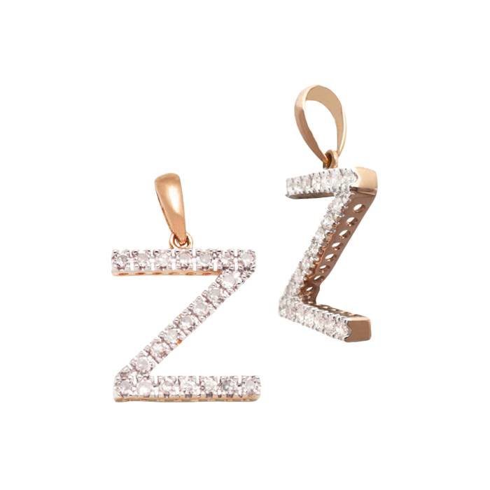 14kr 12mm 20pts 21pcs. dia diamond block style large diamond letter z charm