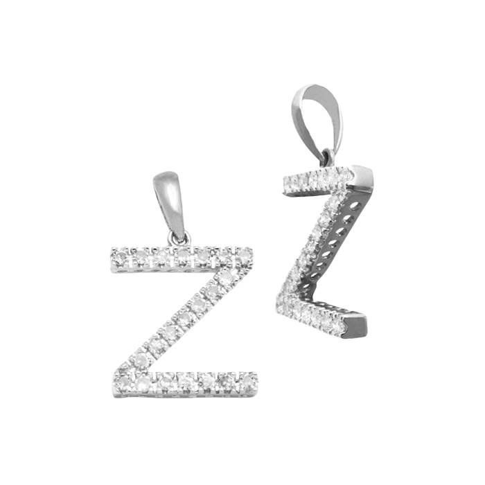 14kw 12mm 20pts 21pcs. dia diamond block style large diamond letter z charm
