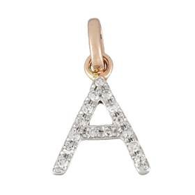 14kr letter a diamond charm 5pts 8mm