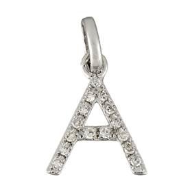14kw letter a diamond charm 5pts 8mm