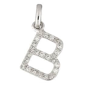14kw letter b diamond charm 8pts 8mm